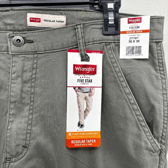 Wrangler Regular Taper Cargo Pants Green Mens 36x30 Stretch Workwear 5 Star New - Picture 1 of 9